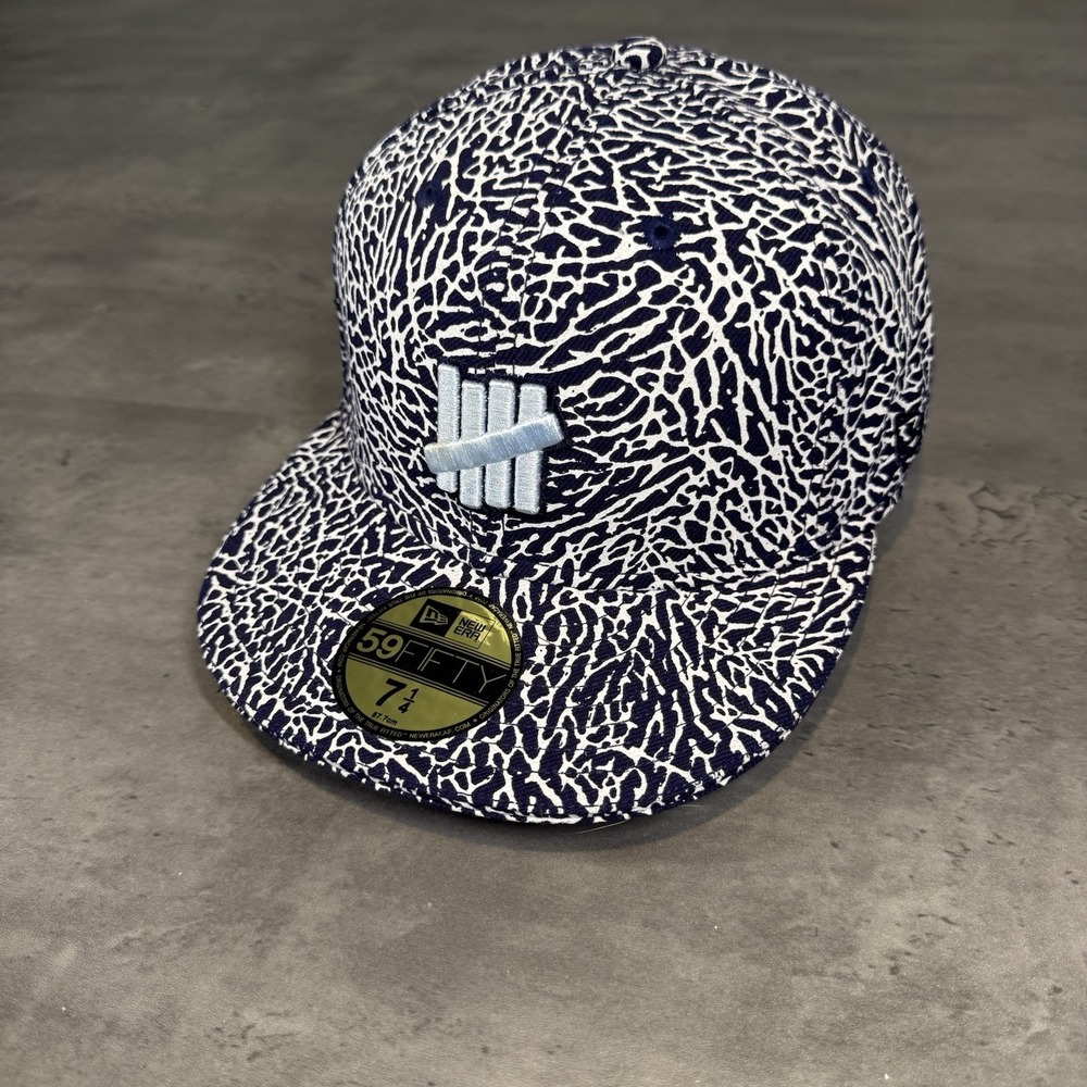 Vintage New Era x Undefeated UNDFTD Hat Elephant Print Navy Powder Blue Y2K RARE